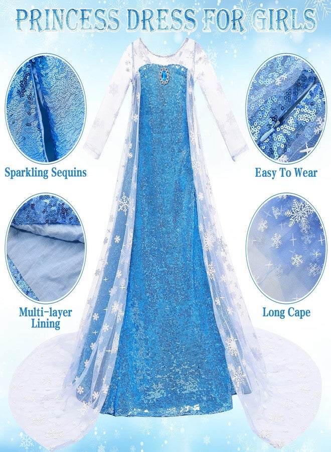 G.C Girls Princess Dress Costume with Wig Cape Toddler Princess Dress Up Outfit Kids Crown Jewelry Halloween Cosplay Birthday Gifts - Image 5
